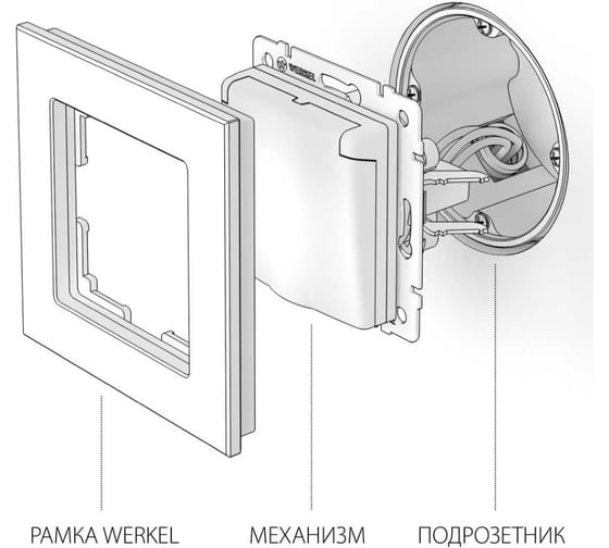 Влагозащищенная розетка WERKEL W1171203/ с заземлением с защитной крышкой и шторками (слоновая кость) a051491