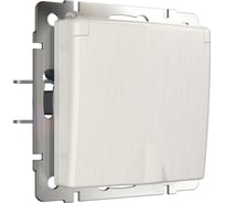 Влагозащищенная розетка WERKEL W1171213 с заземлением с защитной крышкой и шторками перламутровый рифленый a051173