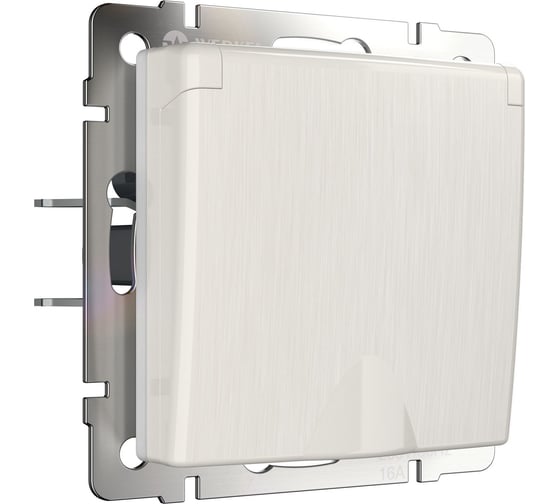 Влагозащищенная розетка WERKEL W1171213 с заземлением с защитной крышкой и шторками перламутровый рифленый a051173