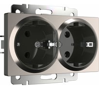 Двойная розетка WERKEL W1172002 с заземлением глянцевый никель a051095