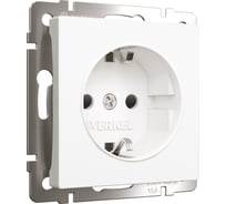 Розетка WERKEL W1171161 с заземлением и шторками белый матовый a059266