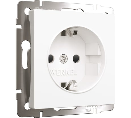 Розетка WERKEL W1171161 с заземлением и шторками белый матовый a059266