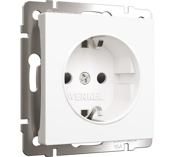 Розетка WERKEL W1171161 с заземлением и шторками белый матовый a059266