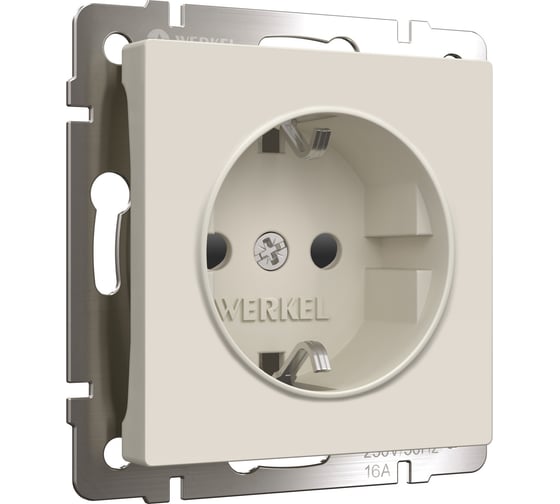 Розетка WERKEL W1171162 с заземлением и шторками айвори матовый a059275