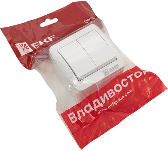 2-клавишный выключатель EKF Владивосток 10А IP54 белый EQR16-023-30-54