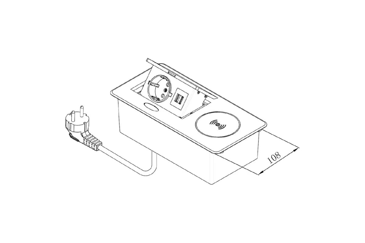 Выдвижной блок розеток GTV выдвижная розетка на 1 EURO розетку и 2 USB-A+C,  беспроводная зарядка, серый, AE-PB1SAVAP-53 - выгодная цена, отзывы,  характеристики, фото - купить в Москве и РФ