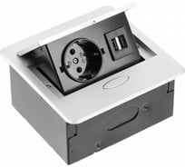 Выдвижной блок розеток GTV выдвижная розетка на 1 EURO розетку и 2 USB-A, серый, AE-PB1SAVA-53