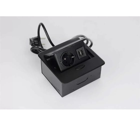 Выдвижной блок розеток GTV выдвижная розетка на 1 EURO розетку и 2 USB-A, черный, AE-PB1SAVA-20