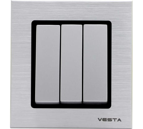 Трехклавишный выключатель Vesta Electric Exclusive Silver Metallic FVK050306STA