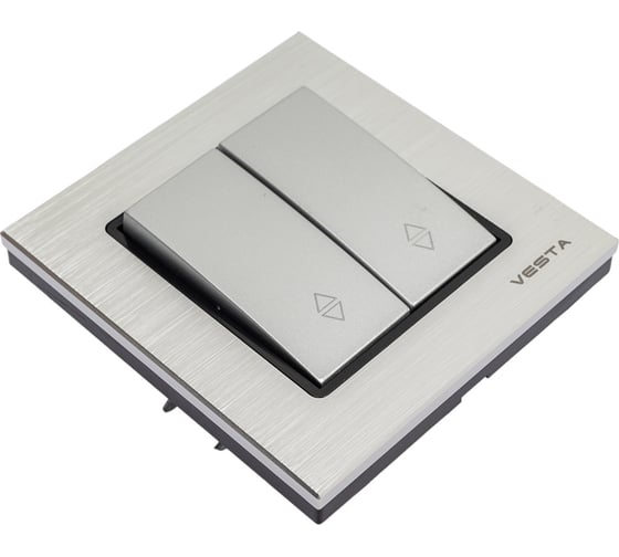 Реверсивный двухклавишный выключатель Vesta Electric Exclusive Silver Metallic FVK050307SER