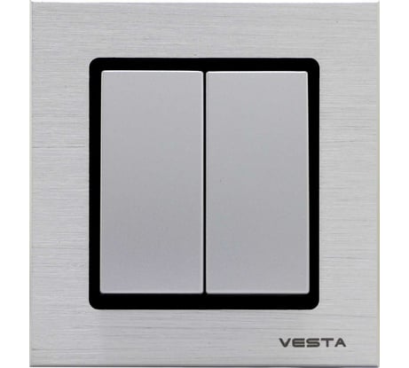 Выключатель Эксклюзивный Серебристый Металлик двухклавишный Metronex Electric FVK050203SER