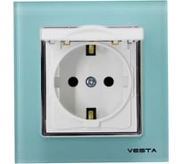 Розетка Metronex Electric Exclusive Blue одинарная с заземлением с крышкой FRZ00041016SIN