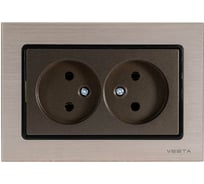 Двойная розетка Vesta Electric Exclusive Champagne Metallic без заземления FRZ00041020BSH