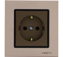 Розетка Metronex Electric Exclusive Champagne Metallic одинарная с заземлением FRZ00041004BSH