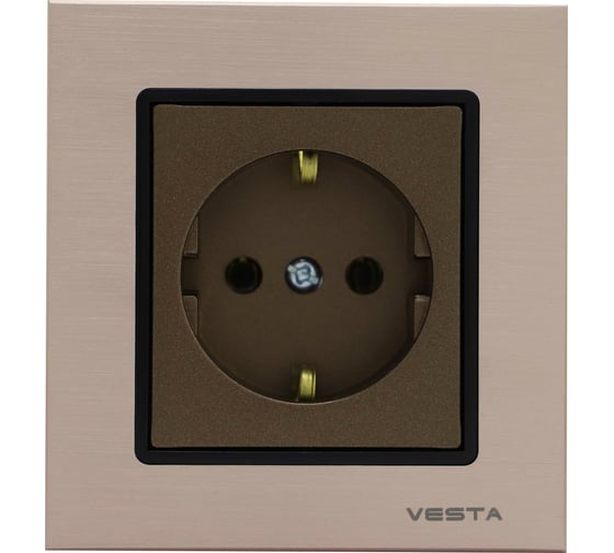 Одинарная розетка Vesta Electric Exclusive Champagne Metallic с заземлением FRZ00041004BSH 1