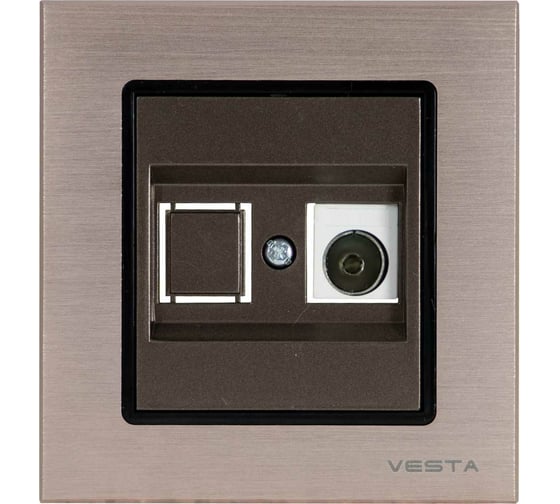 Телефонная двойная розетка Vesta Electric Exclusive Champagne Metallic FRZ00041014BSH