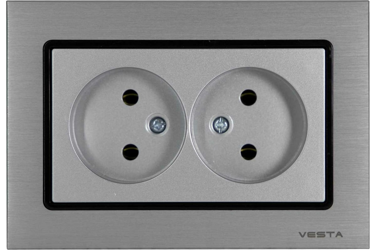 Двойная розетка Vesta Electric Exclusive Silver Metallic без заземления  FRZ00041021SER - выгодная цена, отзывы, характеристики, фото - купить в  Москве и РФ