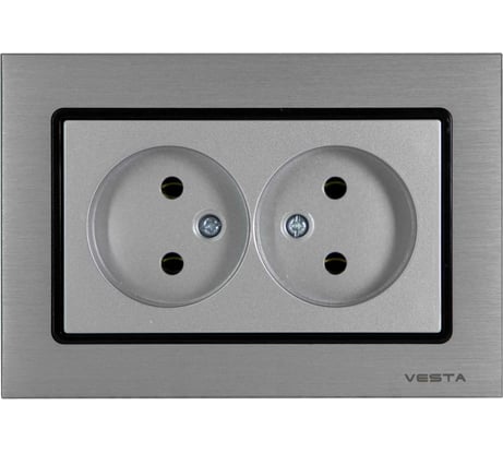 Розетка Metronex Electric Exclusive Silver Metallic двойная без заземления FRZ00041021SER