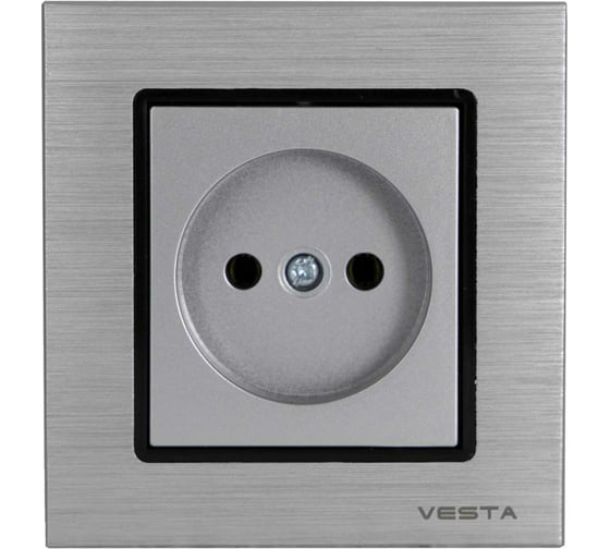 Одинарная розетка Vesta Electric Exclusive Silver Metallic без заземления FRZ00041001SER 1