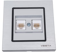 Розетка Metronex Electric Эксклюзивный Серебристый Металлик для сетевого кабеля LAN двойная FRZ00041019SER