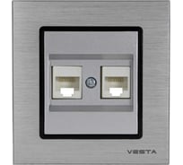 Двойная розетка Vesta Electric Exclusive Silver Metallic для сетевого кабеля LAN FRZ00041019SER