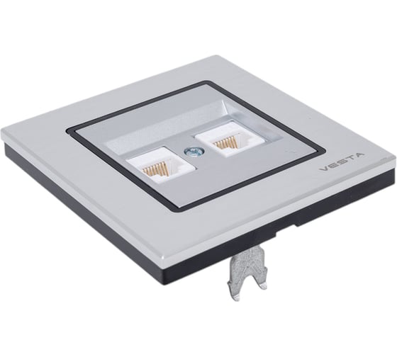 Двойная розетка Vesta Electric Exclusive Silver Metallic для сетевого кабеля LAN FRZ00041019SER