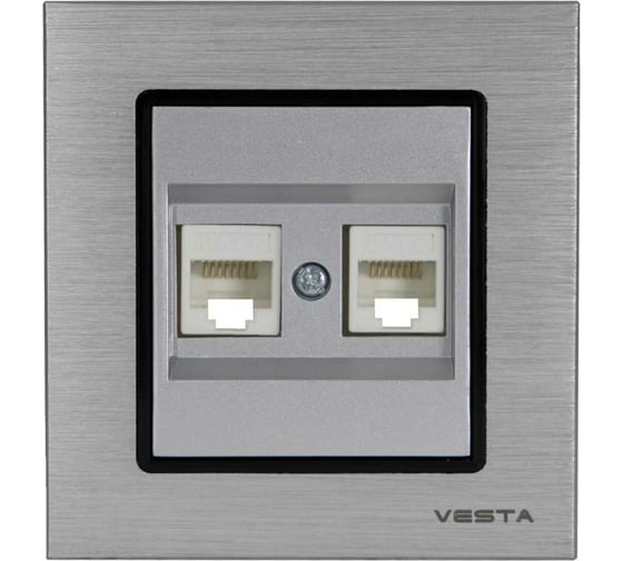 Двойная розетка Vesta Electric Exclusive Silver Metallic для сетевого кабеля LAN FRZ00041019SER