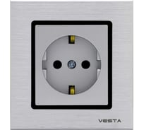 Розетка Metronex Electric Exclusive Silver Metallic одинарная с заземлением FRZ00041003SER