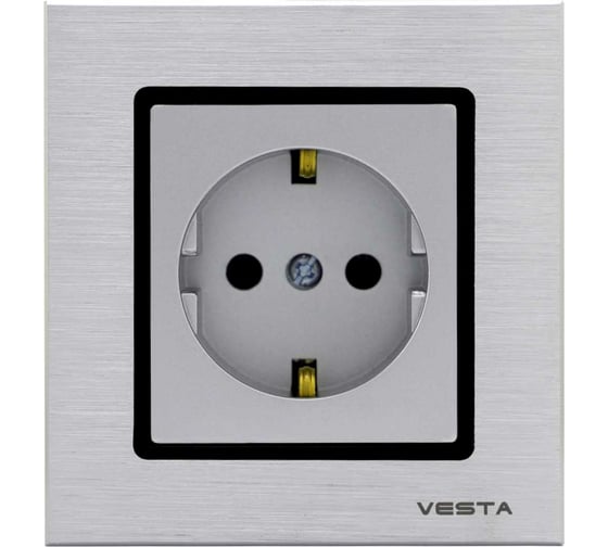 Одинарная розетка Vesta Electric Exclusive Silver Metallic с заземлением FRZ00041003SER 1