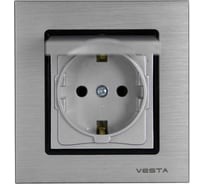 Одинарная розетка Vesta Electric Exclusive Silver Metallic с заземлением с крышкой FRZ00041013SER
