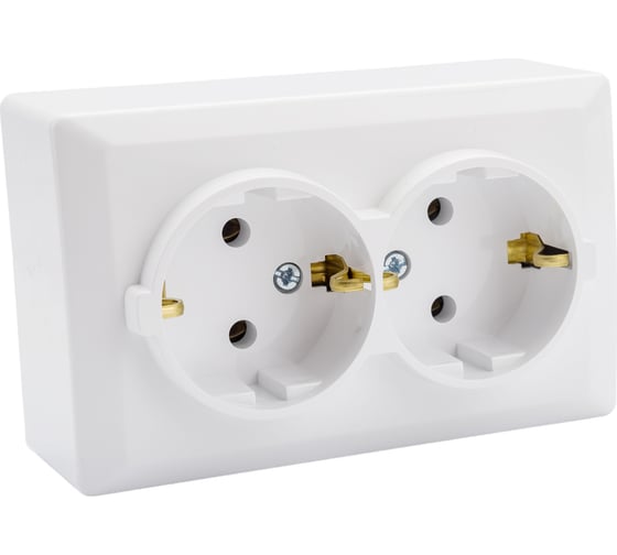 Двойная розетка Vesta Electric Mega с заземлением Mega F00050203BEL