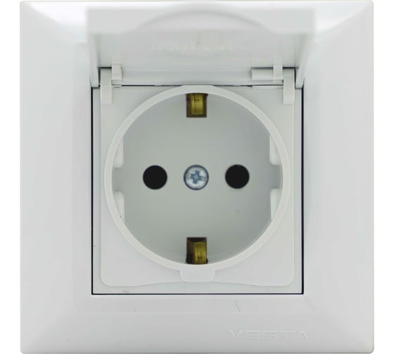 Одинарная розетка Vesta Electric Roma с заземлением с крышкой FRZ00010103BEL