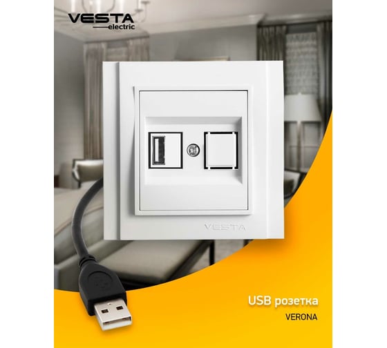 Розетка USB Vesta Electric Verona FRZ00050301BEL