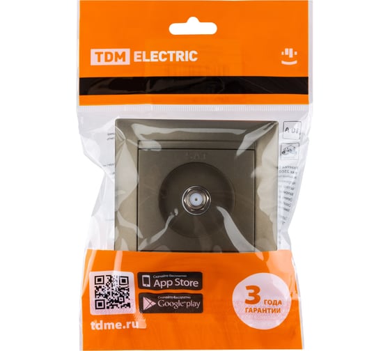 Розетка TDM ELECTRIC SAT F-разъем, 0-2400МГц, бронза, Лама SQ1815-0721