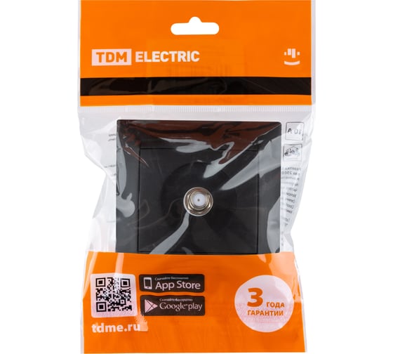Розетка TDM ELECTRIC SAT F-разъем, 0-2400МГц, графит, Лама SQ1815-0621