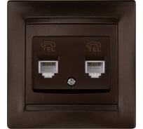Розетка двойная телефонная RJ11 TDM ELECTRIC шоколад, серия "Лама" SQ1815-0518