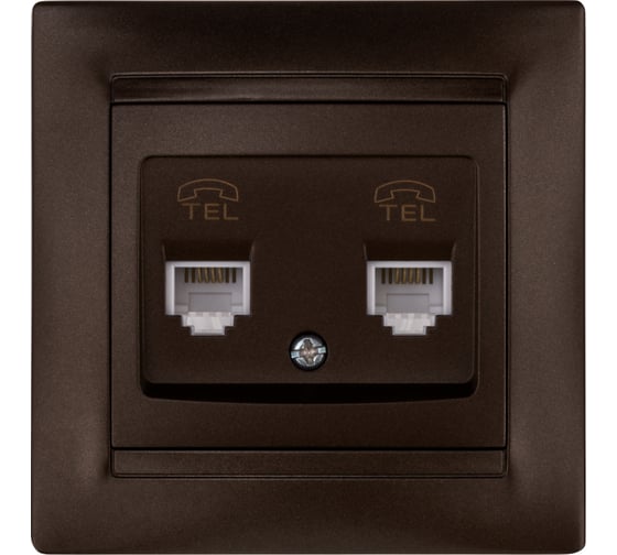 Розетка двойная телефонная RJ11 TDM ELECTRIC шоколад, серия "Лама" SQ1815-0518 1