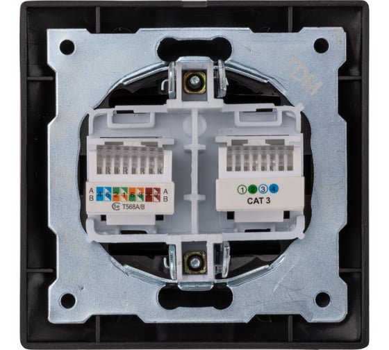 Телефонная розетка TDM ELECTRIC RJ11 + компьютерная RJ45, шоколад, Лама SQ1815-0519