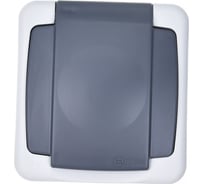 1-местная розетка MAKEL ОП, 16А, IP55, с заземлением, с крышкой, серая 36064099