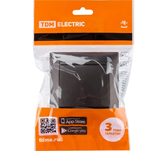1-клавишный выключатель на 2 направления TDM ELECTRIC 10А шоколад Лама SQ1815-0506
