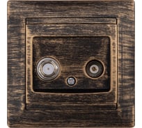 Розетка TV ("мама") + SAT (F-разъем) 0-2400МГц TDM ELECTRIC старинная бронза, серия "Лама" SQ1815-0761