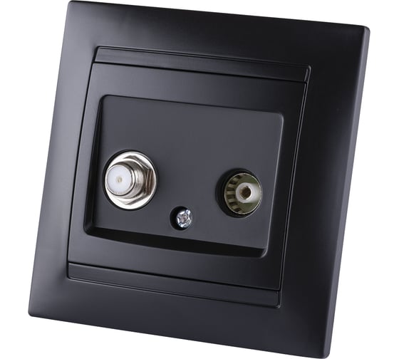 Розетка TDM ELECTRIC TV мама + SAT F-разъем, 0-2400МГц, графит, Лама SQ1815-0620
