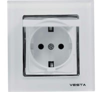 Одинарная розетка Vesta Electric Exclusive White с заземлением с крышкой FRZ00041015BEL