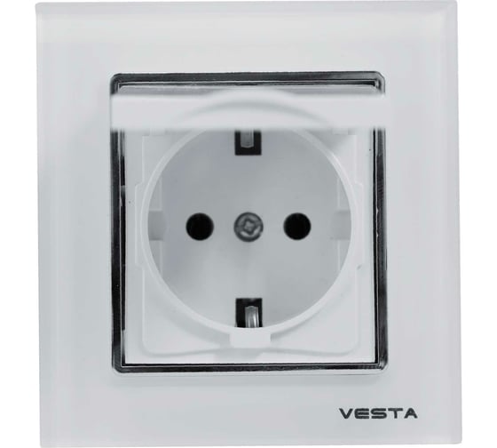Одинарная розетка Vesta Electric Exclusive White с заземлением с крышкой FRZ00041015BEL 1