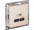 Розетка USB Systeme Electric ATLASDESIGN тип-C 65W высокоскор.заряд. QC, PD, механизм, БЕЖЕВЫЙ ATN000227 1