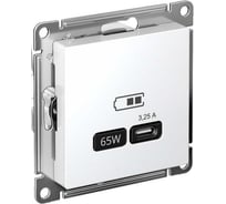 Розетка USB Systeme Electric ATLASDESIGN тип-C 65W высокоскор.заряд. QC, PD, механизм, БЕЛЫЙ ATN000127