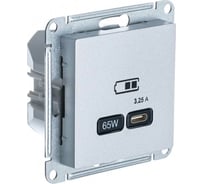 Розетка USB Systeme Electric ATLASDESIGN тип-C 65W высокоскор.заряд. QC, PD, механизм, АЛЮМИНИЙ ATN000327