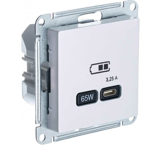 Розетка USB Systeme Electric ATLASDESIGN тип-C 65W высокоскор.заряд. QC, PD, механизм, ЖЕМЧУГ ATN000427