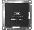 Розетка USB Systeme Electric ATLASDESIGN A + тип-C 45W высокоскор.заряд. QC, PD, механизм, КАРБОН ATN001029 2