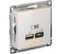 Розетка USB Systeme Electric ATLASDESIGN A + тип-C 45W высокоскор.заряд. QC,PD, механизм, ЖЕМЧУГ ATN000429 1